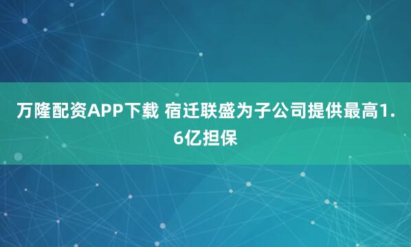 万隆配资APP下载 宿迁联盛为子公司提供最高1.6亿担保