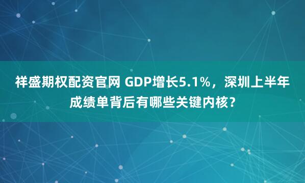 祥盛期权配资官网 GDP增长5.1%，深圳上半年成绩单背后有哪些关键内核？